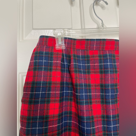 Vintage Pendleton Wool Plaid Skirt Red Navy green Tartan Knee Length | 14 - Picture 4 of 12